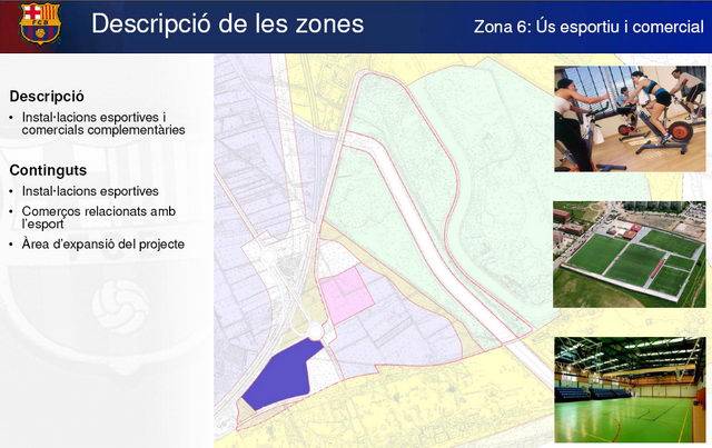 Descripci�n de la zona de uso deportivo y comercial del proyecto del Bar�a Parc en el litoral de Viladecans, al lado de Gav� Mar